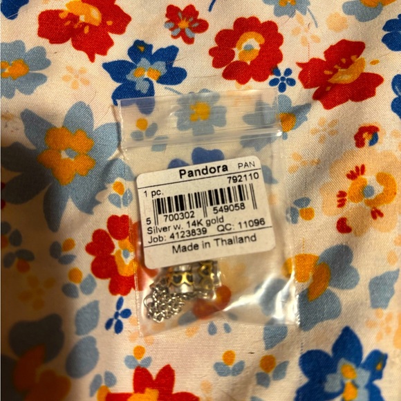 Retired Pandora 14k Hearts Sterling Silver Safety Chain Charm - Picture 1 of 9